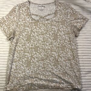Coral Bay Women's Tan and White Shirt Large